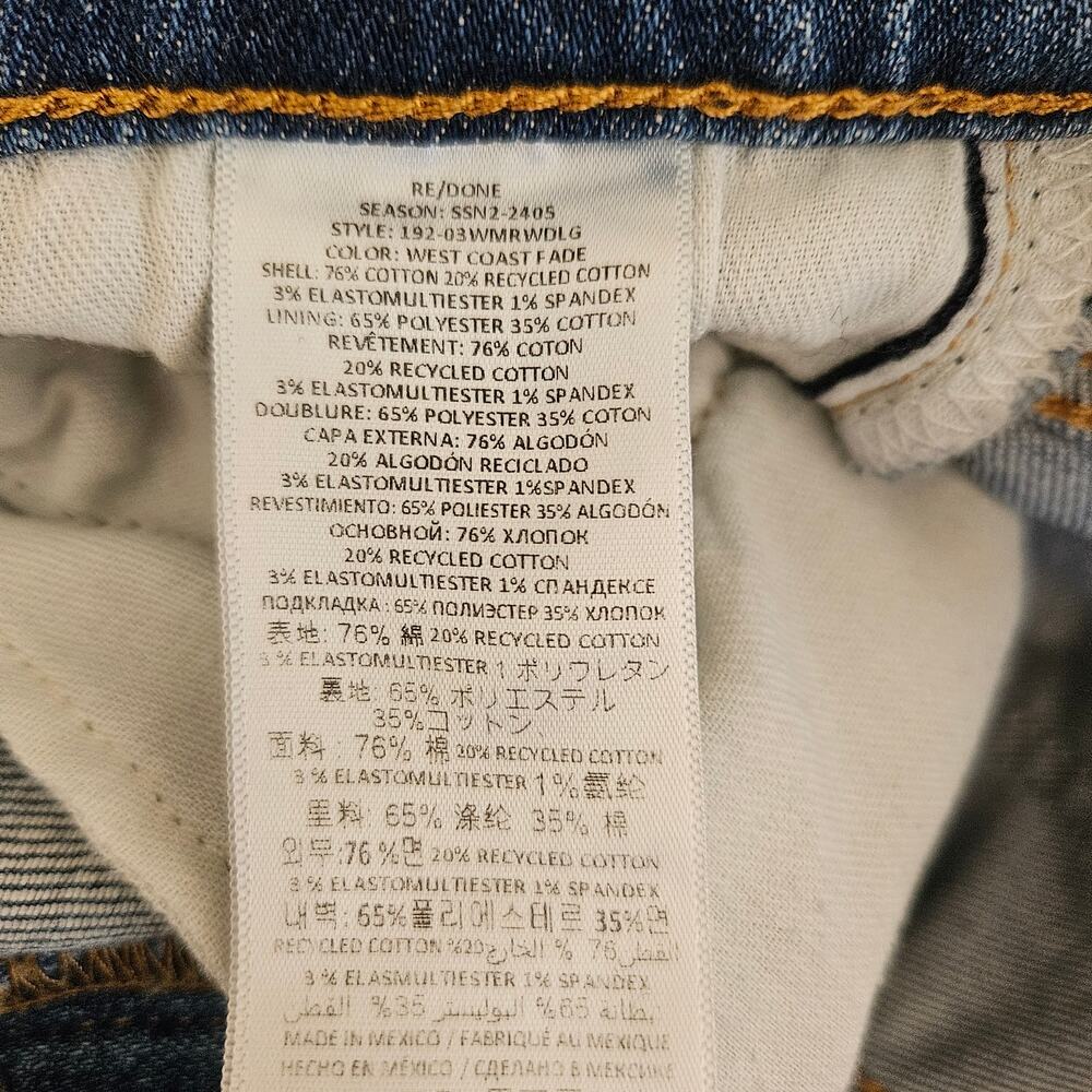 RE/DONE Originals Mid Rise Wide Leg Jeans West Coast Fade sz 26 Hemmed - Picture 7 of 12